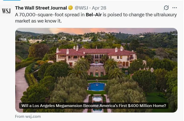 미국 부동산 시장의 ‘넘사벽’ 경계가 무너졌다: 4억 달러 저택이 쏘아 올린 초호화 트렌드